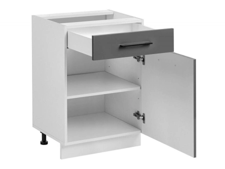 Szafka do kuchni z szufladą, Frida, 60x45x81 cm, biały, grafit, połysk