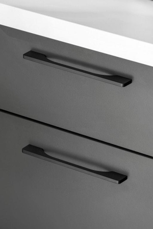 Zestaw mebli kuchennych, 220 cm, biały, szary grafit, mat