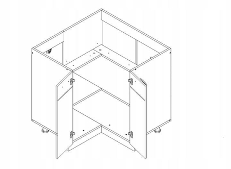 Szafka narożna do kuchni, Ava, 90x56x81 cm, grafit, dąb artisan, mat