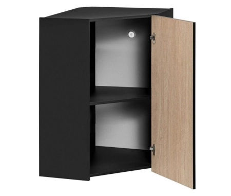 Szafka kuchenna, narożna, wisząca, Roma, 60x30x72 cm, czarny, jodełka, mat
