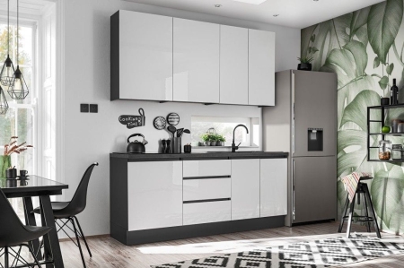 Szafka kuchenna pod zlew, Dalia, 80x56x87 cm, biały, grafit, połysk