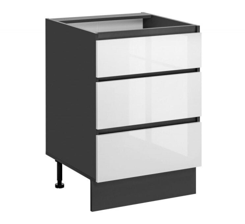 Przejdź do produktu Szafka kuchenna z szufladami, Dalia, 60x56x87 cm, biały, grafit, połysk