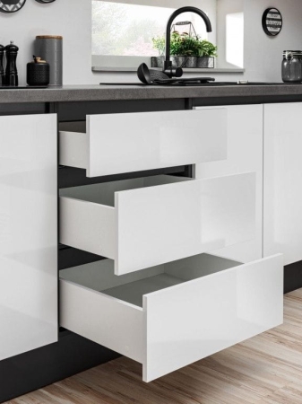 Gotowy zestaw mebli kuchennych, Dalia, biały, grafit, połysk