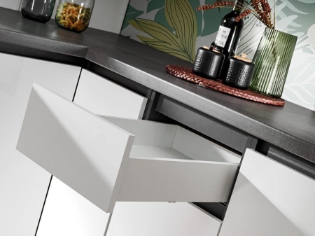 Gotowy zestaw mebli kuchennych, Dalia, biały, grafit, połysk