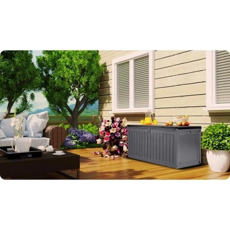 Skrzynia ogrodowa, 270 litrów, 109x51x55 cm, szary