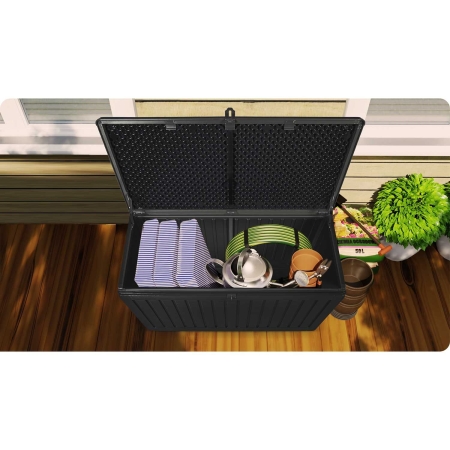 Skrzynia ogrodowa, 270 litrów, 109x51x55 cm, czarny