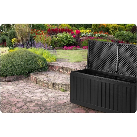 Skrzynia ogrodowa, 270 litrów, 109x51x55 cm, czarny