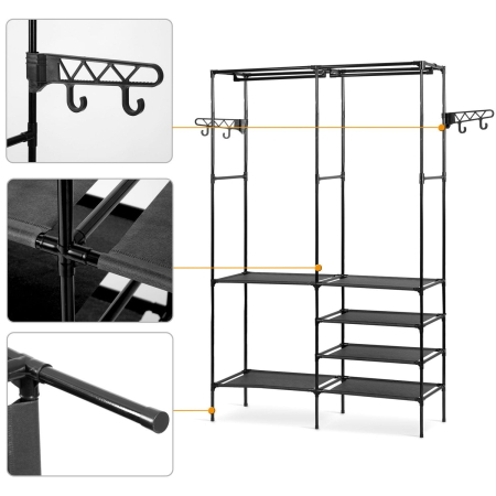 Wieszak stojący, Massido, 107x36x174 cm, czarny