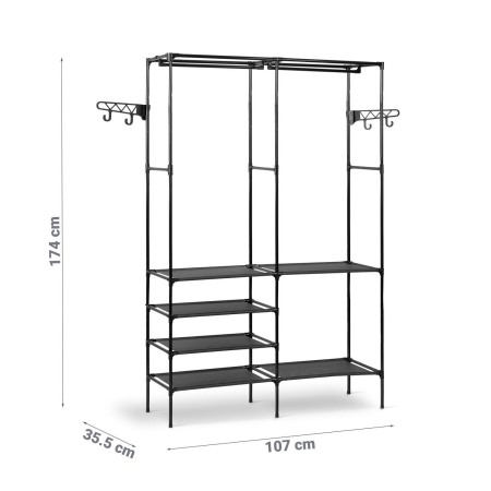 Wieszak stojący, Massido, 107x36x174 cm, czarny