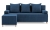 Kanapa z pufą, trzyosobowa, 3w1, sztruks, PANORA, 191x92x92 cm, granatowy
