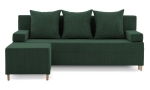 Kanapa z pufą, trzyosobowa, 3w1, sztruks, PANORA, 191x92x92 cm, butelkowa zieleń