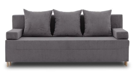 Kanapa rozkładana do salonu, sztruks, PANORA, 191x92x92 cm, ciemny szary
