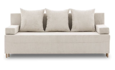 Kanapa rozkładana do salonu, sztruks, PANORA, 191x92x92 cm, beżowy