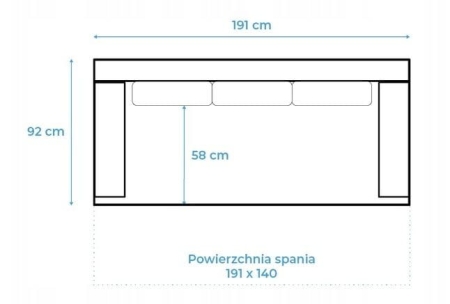 Kanapa rozkładana do salonu, sztruks, PANORA, 191x92x92 cm, beżowy