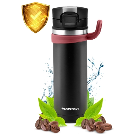 Termos próżniowy, stalowy, 450 ml, czarny