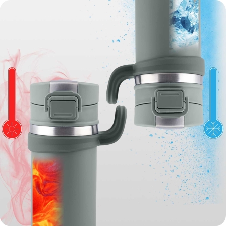 Termos próżniowy, stalowy, 450 ml, szary