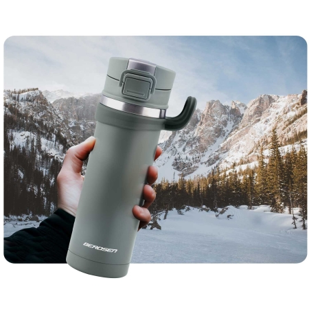 Termos próżniowy, stalowy, 450 ml, szary
