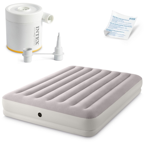 Przejdź do produktu Materac welurowy z pompką elektryczną, Intex, 203x152x30 cm