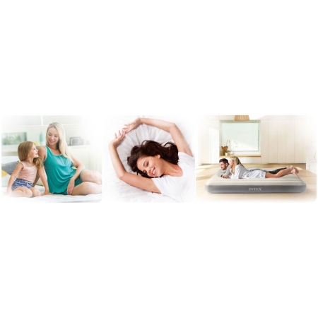 Materac welurowy z pompką elektryczną, Intex, 203x152x30 cm