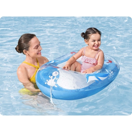 Ponton plażowy do pływania, delfin, Bestway, 102x69 cm, niebieski