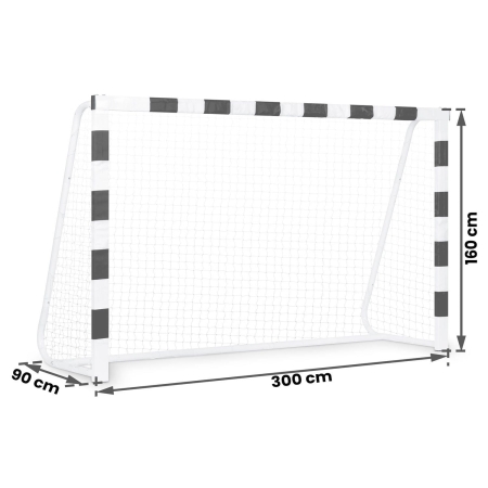 Bramka do piłki nożnej, Neo-Sport, 300x160x90 cm, czarno-biała