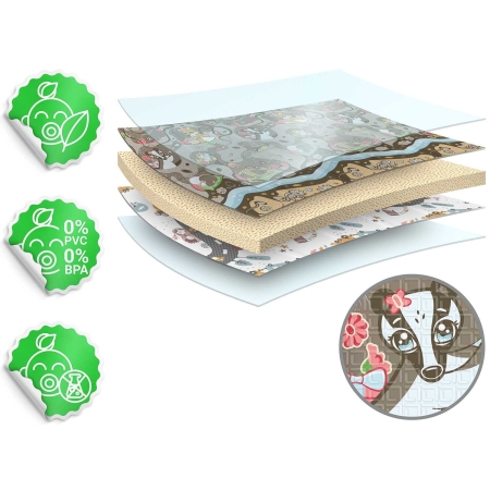 Duża mata piankowa, dwustronna, Nukido, 200x180x1 cm