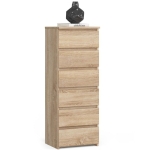 Wąska komoda do salonu, STILO, 40x35x109 cm, dąb sonoma, mat