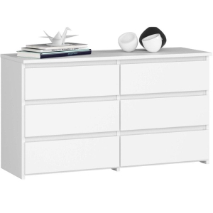 Komoda do sypialni, 6 szuflad, STILO, 100x35x57 cm, biały, mat