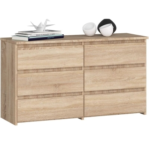 Komoda do sypialni, 6 szuflad, STILO, 100x35x57 cm, dąb sonoma, mat