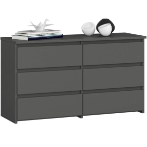 Komoda do sypialni, 6 szuflad, STILO, 100x35x57 cm, grafit, mat