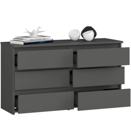 Komoda do sypialni, 6 szuflad, STILO, 100x35x57 cm, grafit, mat