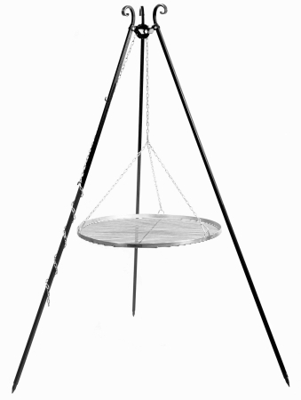 Grill na trójnogu 180 cm, TRIVO, ruszt stal nierdzewna, 80 cm
