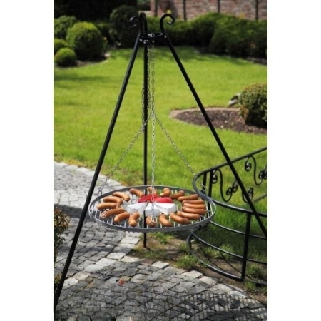 Grill na trójnogu 180 cm, TRIVO, ruszt stal naturalna, 60 cm