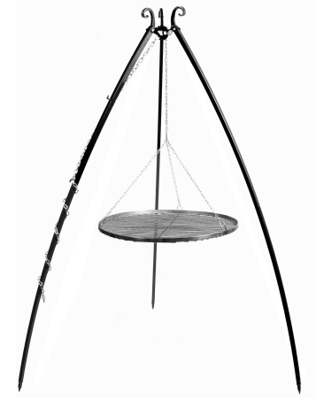 Grill na trójnogu 200 cm, LARGO, ruszt stal naturalna, 70 cm