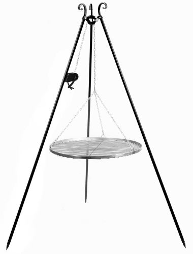 Przejdź do produktu Grill na trójnogu z kołowrotkiem 180 cm, TRIVO, ruszt stal nierdzewna, 70 cm
