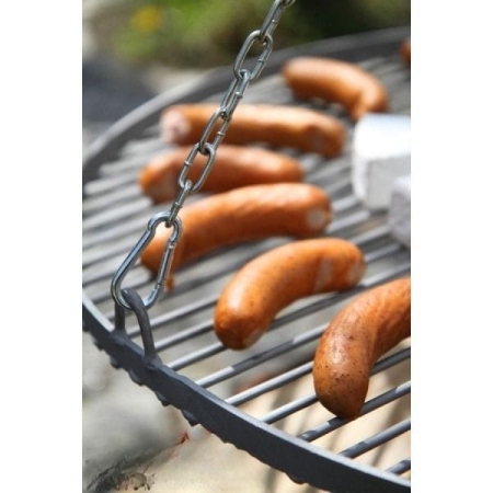 Grill na trójnogu z kołowrotkiem 180 cm, TRIVO, ruszt stal naturalna, 80 cm