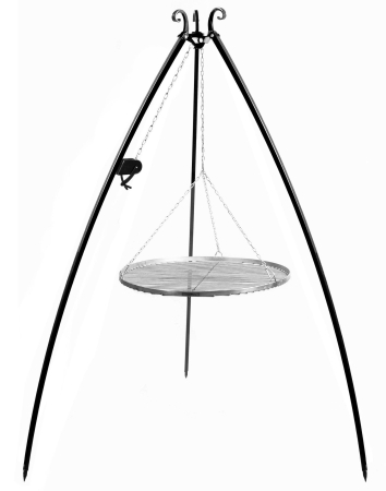 Grill na trójnogu z kołowrotkiem 200 cm, LARGO, ruszt stal nierdzewna, 60 cm