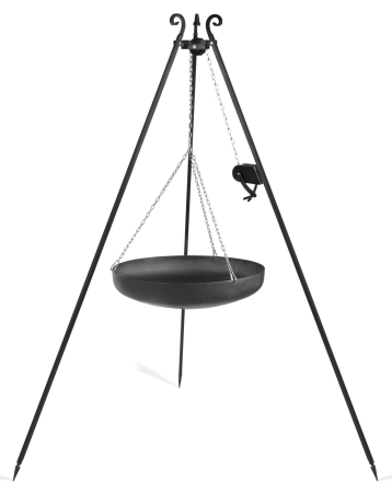 Wok na trójnogu z kołowrotkiem 180 cm, TRIVO, stal naturalna, 60 cm