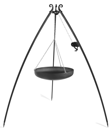 Wok na trójnogu z kołowrotkiem 200 cm, LARGO, stal naturalna, 70 cm