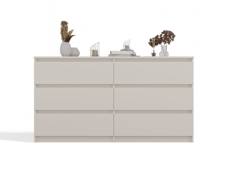 Nowoczesna komoda, 6 szuflad, Malwa, 138x40x75 cm, kaszmir