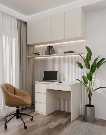 Biurko do biura, szkolne, 4 szuflady, Mijas, lewe, 98x51x76 cm, beżowy, mat