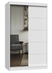 Szafa przesuwna z lustrem i szprosami, Iga, 120x61x200 cm, biały, mat
