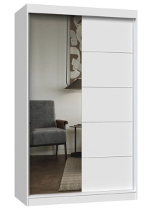 Szafa przesuwna z lustrem i szprosami, Iga, 120x61x200 cm, biały, mat