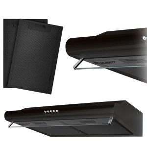 Okap kuchenny podszafkowy, LED, 60 cm, berdsen, BE-10-A, czarny
