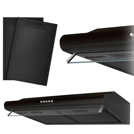 Okap kuchenny podszafkowy, LED, 60 cm, berdsen, BE-10-A, czarny