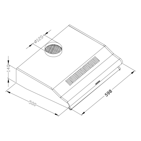 Okap kuchenny podszafkowy, LED, 60 cm, berdsen, BE-10-A, inox