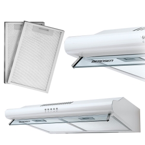 Okap kuchenny podszafkowy, LED, 60 cm, berdsen, BE-10-A, biały