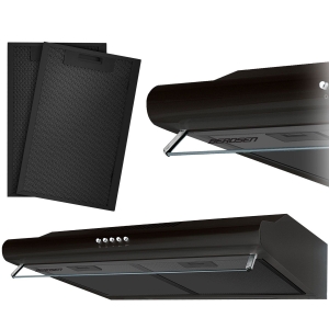 Okap kuchenny podszafkowy, LED, 50 cm, berdsen, BE-10-A, czarny