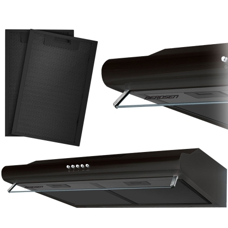 Okap kuchenny podszafkowy, LED, 50 cm, berdsen, BE-10-A, czarny