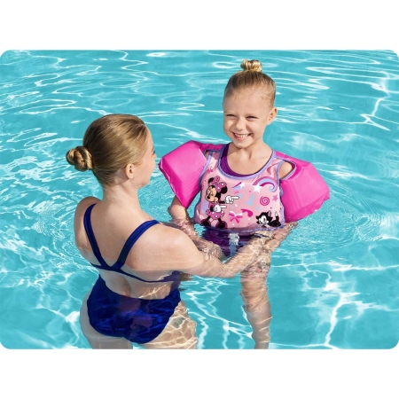 Kamizelka z rękawkami do nauki pływania, minnie, Bestway, 56 cm, różowy